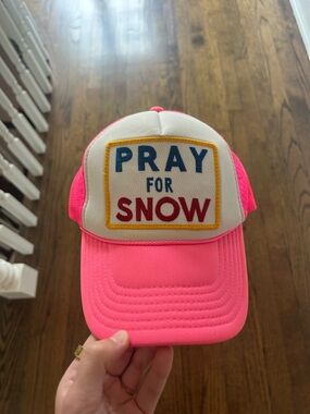 Aviator Nation Pray For Snow Vintage Trucker Hat in Pink/White